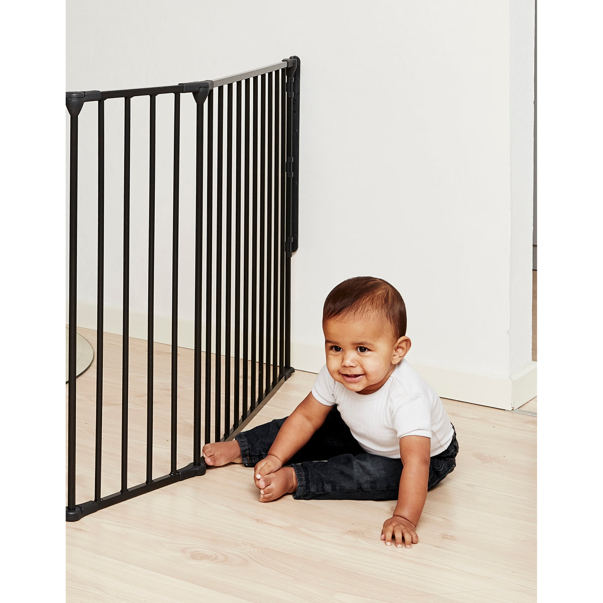 BabyDan Flex Hearth 35.4-109.5" XL Size Safety Baby Gate for Fireplace, Black - VMInnovations