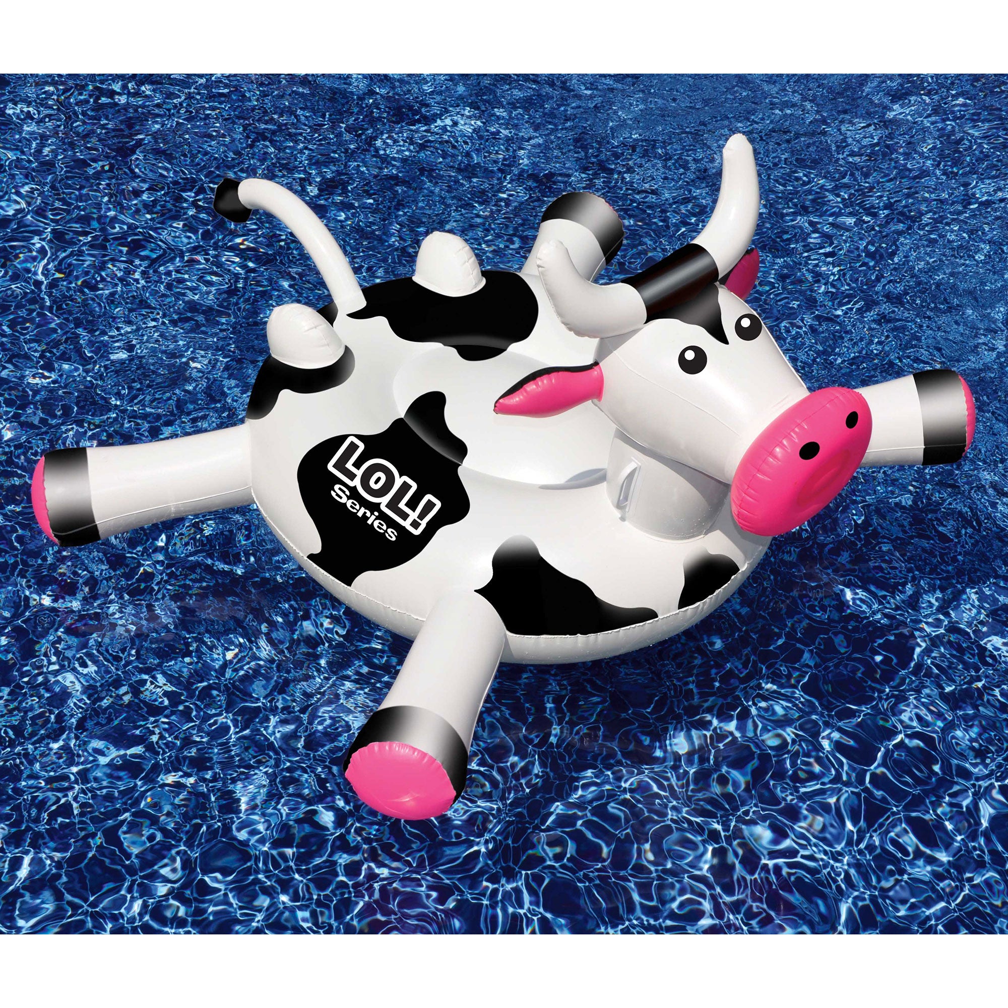 Swimline 90268 Swimming Pool Kids Rideable Cow Inflatable Toy w/ Electric Pump - VMInnovations