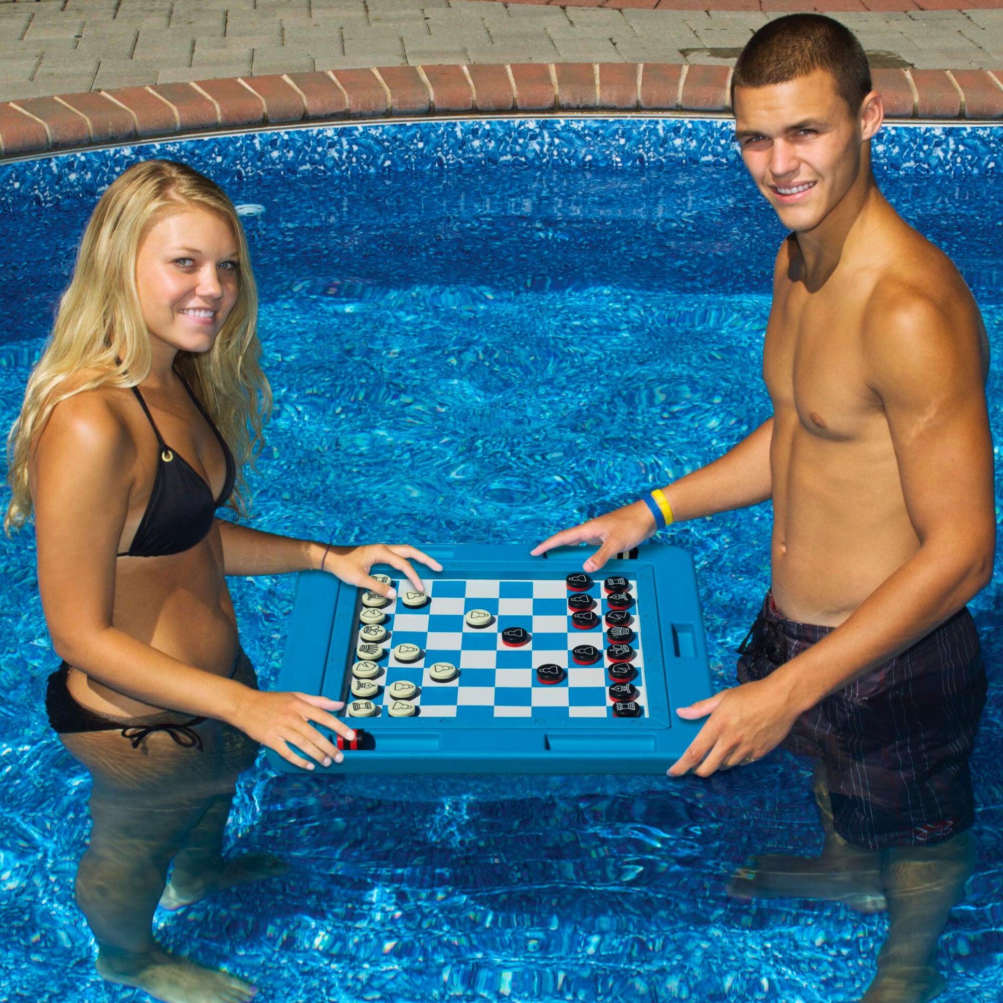 Swimline Floating Magnetic Multi-Game Board for Pool Checkers, Chess, Backgammon - VMInnovations