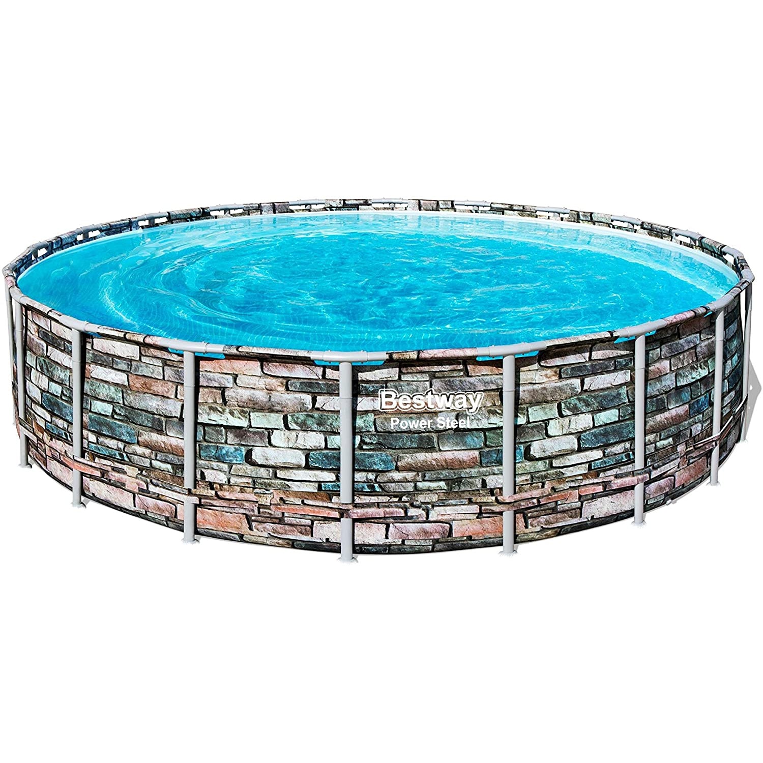 Bestway 20 Foot Steel Frame Above Ground Pool Set with Pump and Ladder(Open Box)