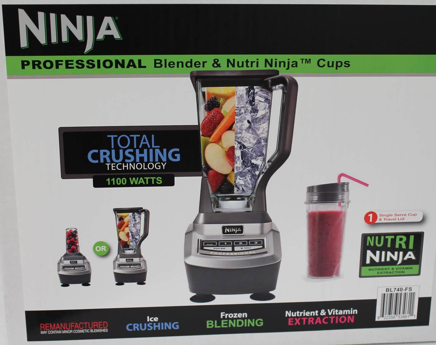 Ninja 1100W Professional Blender w/Single Serve BL740REF (Refurb) (For Parts)