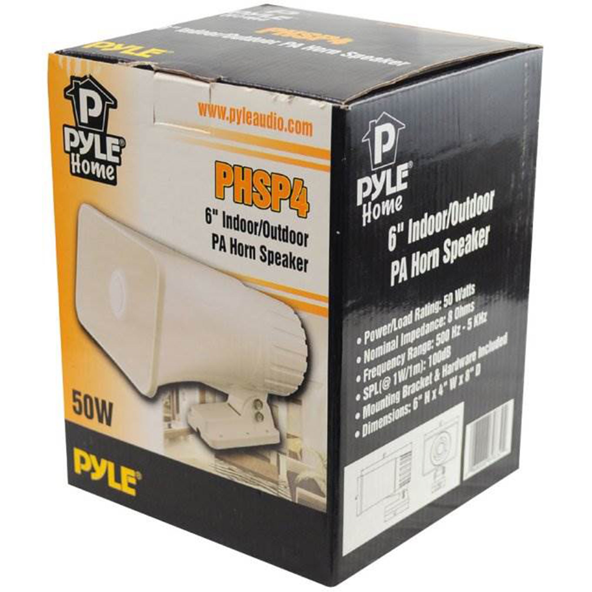 Pyle Pro 6" 50 Watts 8 Ohms Indoor and Outdoor PA Horn Speaker, White (2 Pack) - VMInnovations