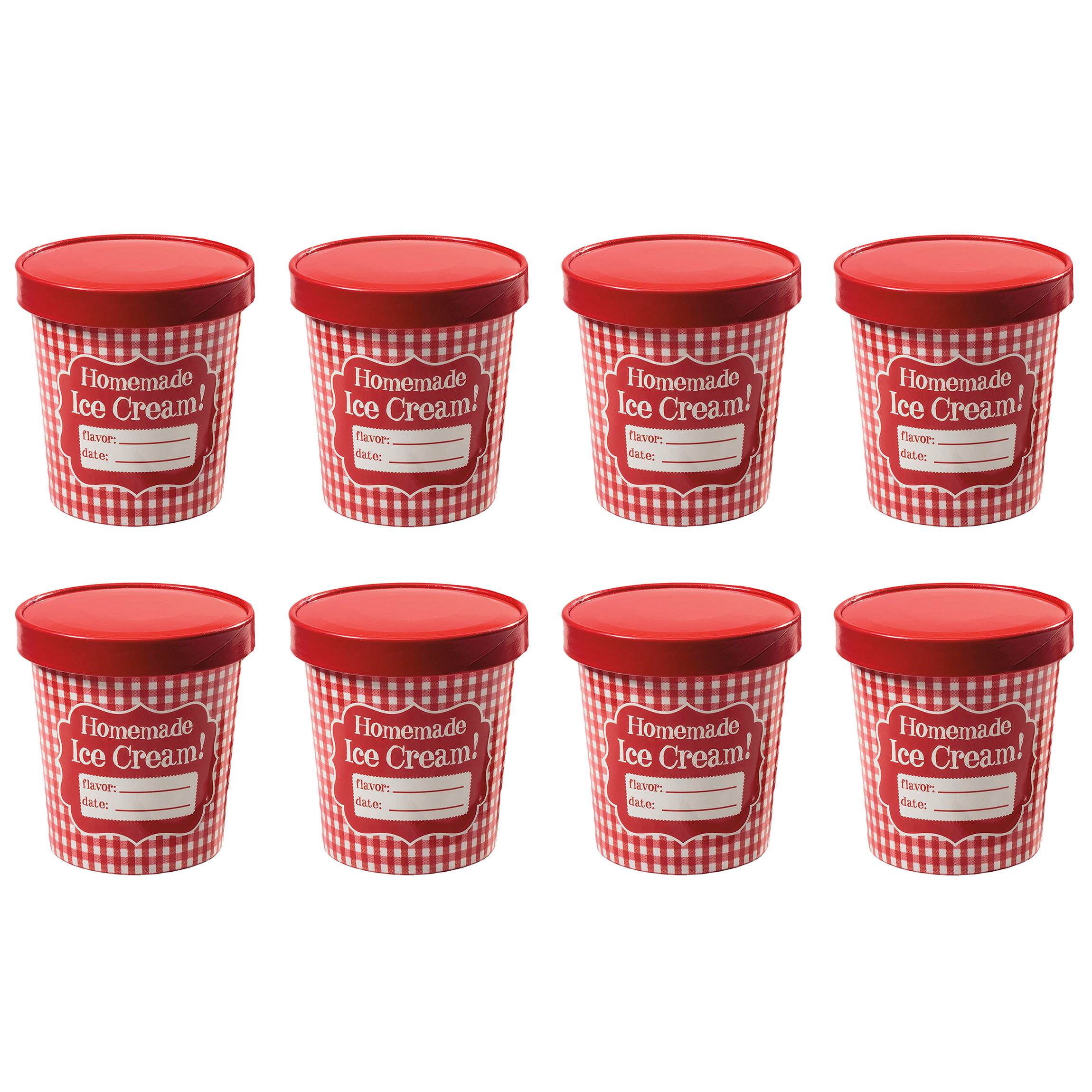 Hamilton Beach Red Pint Ice Cream Freezer Sealed Storage Tubs, 8 pack (Open Box)