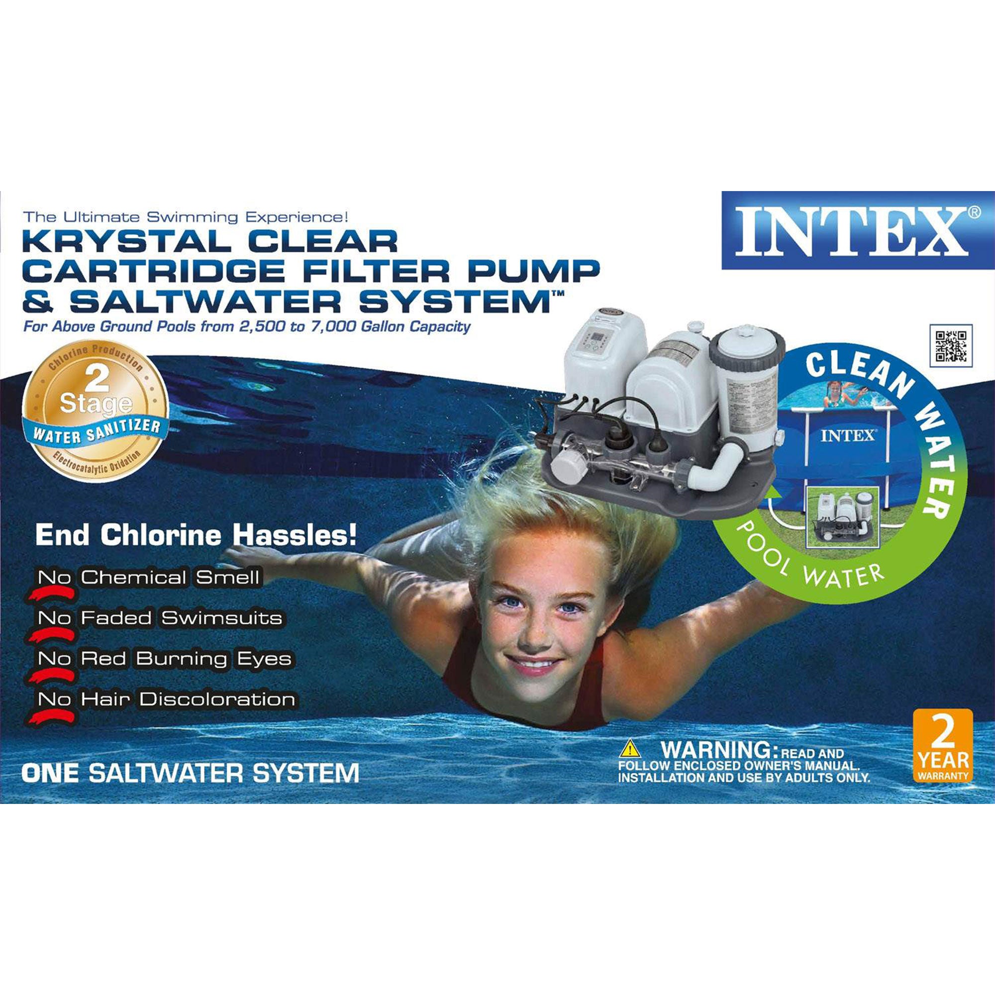 Intex 120V Krystal Clear Saltwater System Pool Chlorinator & Filter Pump (Used)
