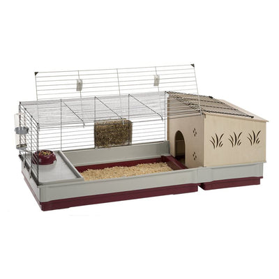 Ferplast Krolik 140 Plus Extra Large Indoor Metal Pet Rabbit Cage w/ Wood Hutch