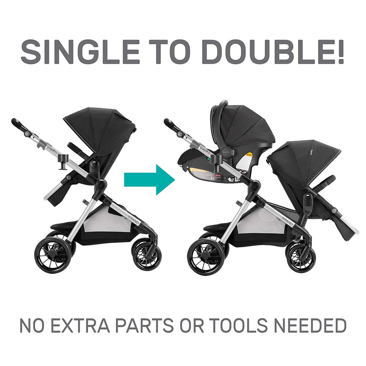 Evenflo Pivot Xpand Stroller & SafeMax Infant Car Seat System, Black (Open Box)