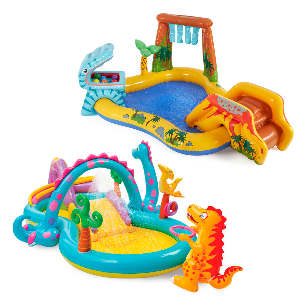 Intex Dinoland Kiddie Swimming Pool and Dinosaur Kiddie Inflatable Swimming Pool