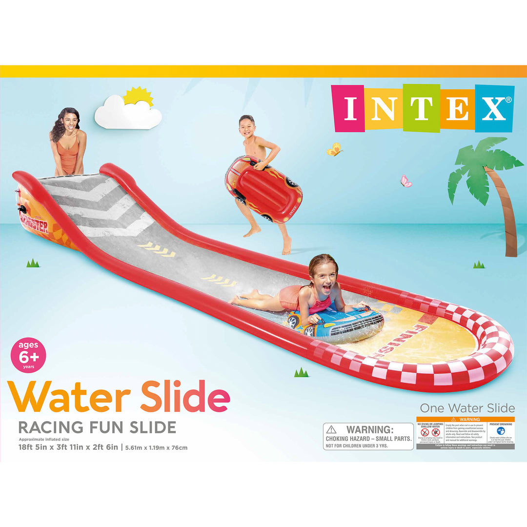 Intex 57167EP 221 Inch Racing Fun Water Slide with 2 Surf Riders (Open Box) - VMInnovations