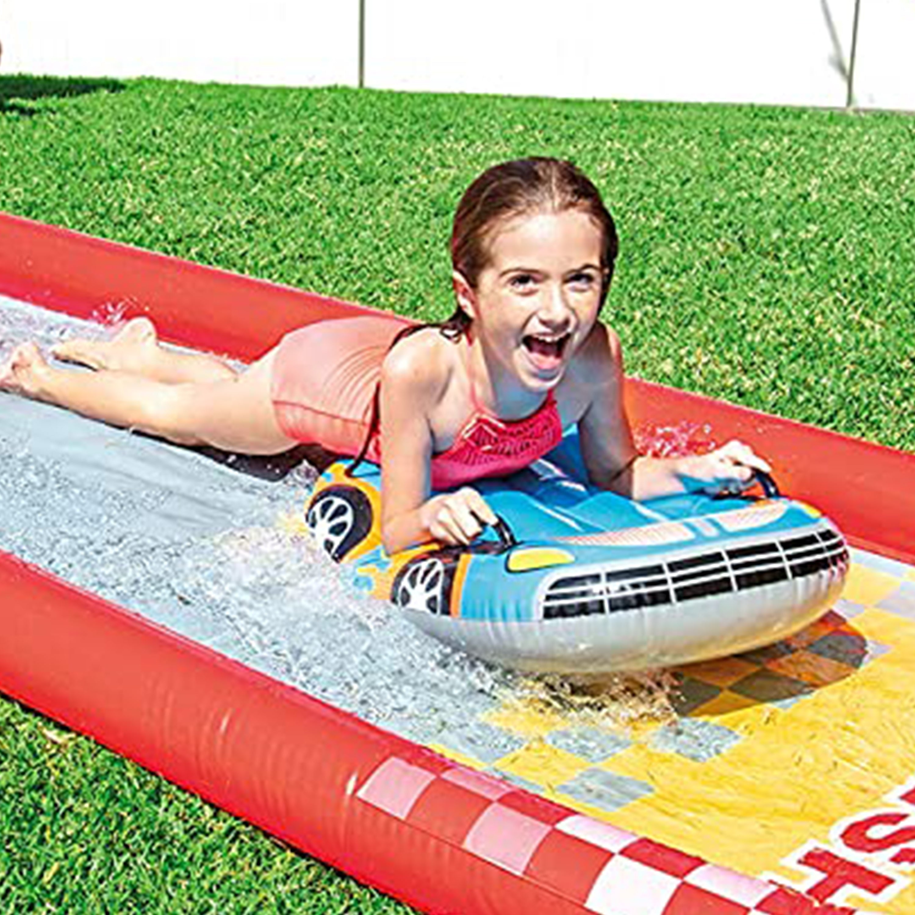Intex 57167EP 221 Inch Inflatable Racing Fun Water Slide with 2 Surf Riders - VMInnovations