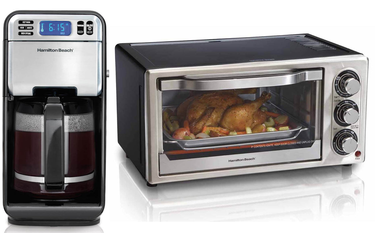 Hamilton Beach 46201 12-Cup Digital Coffeemaker Brewer & Toaster Oven Bundle