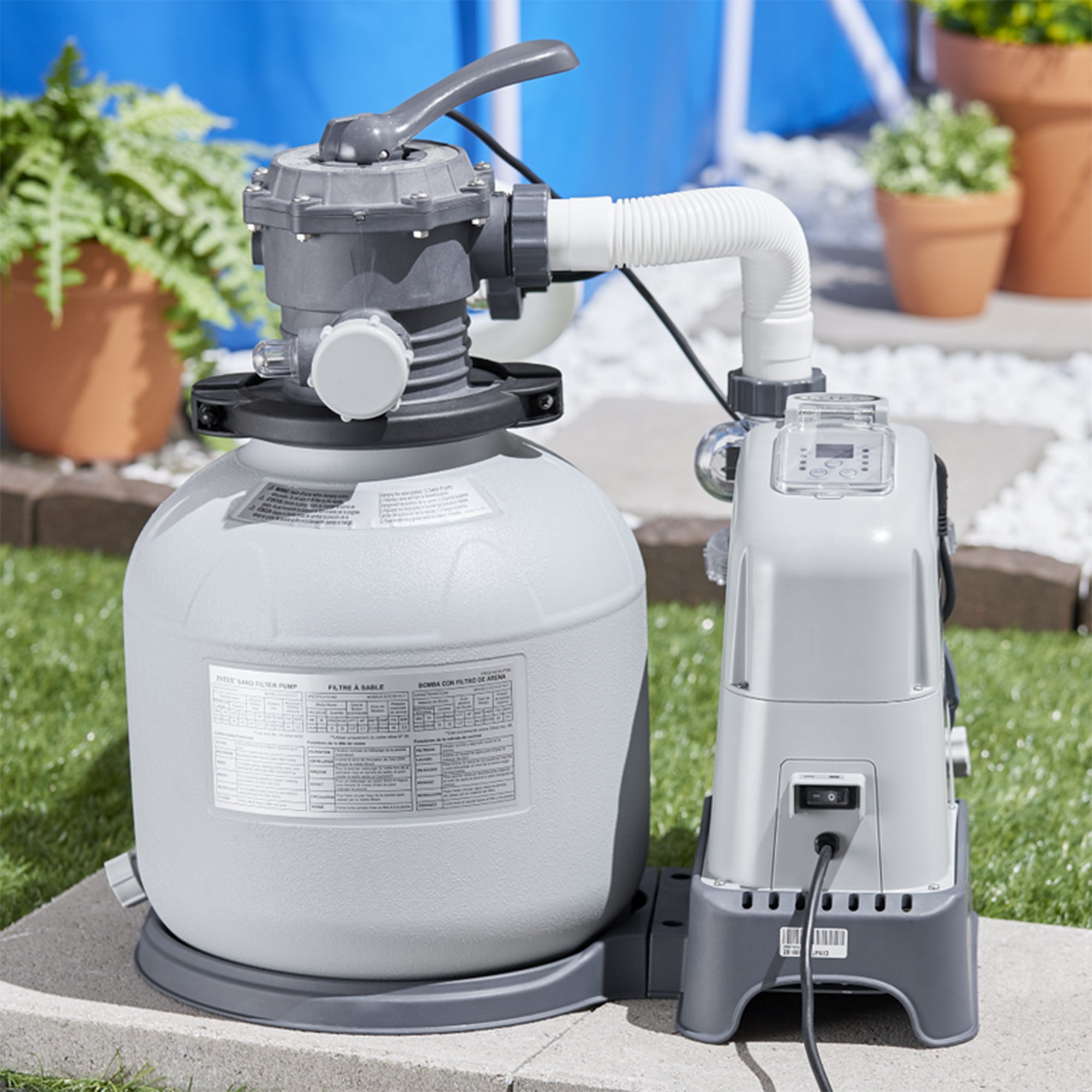 Intex 1600 GPH Saltwater System & Sand Filter Pump Swimming Pool Set (For Parts)