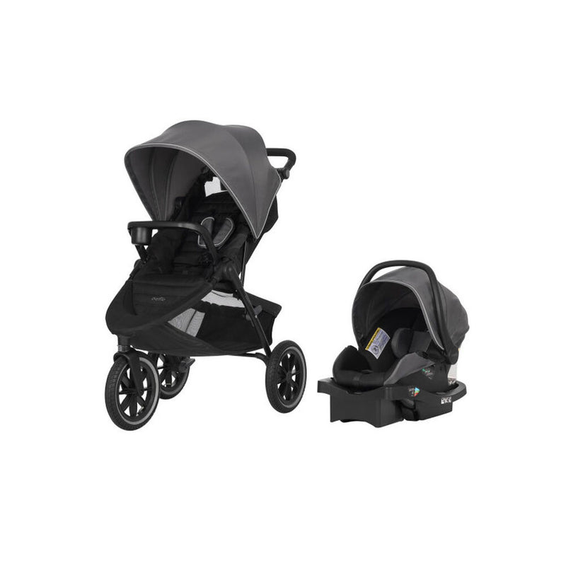 Evenflo Folio3 Stroller System w/ LiteMax Car Seat, Gray & SafeMax Base, Black
