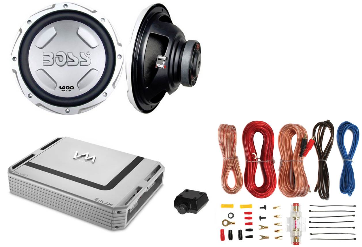 NEW BOSS AUDIO CX122 12" 2800W Car Power Subwoofer Sub + 2 Channel Amp + Amp Kit