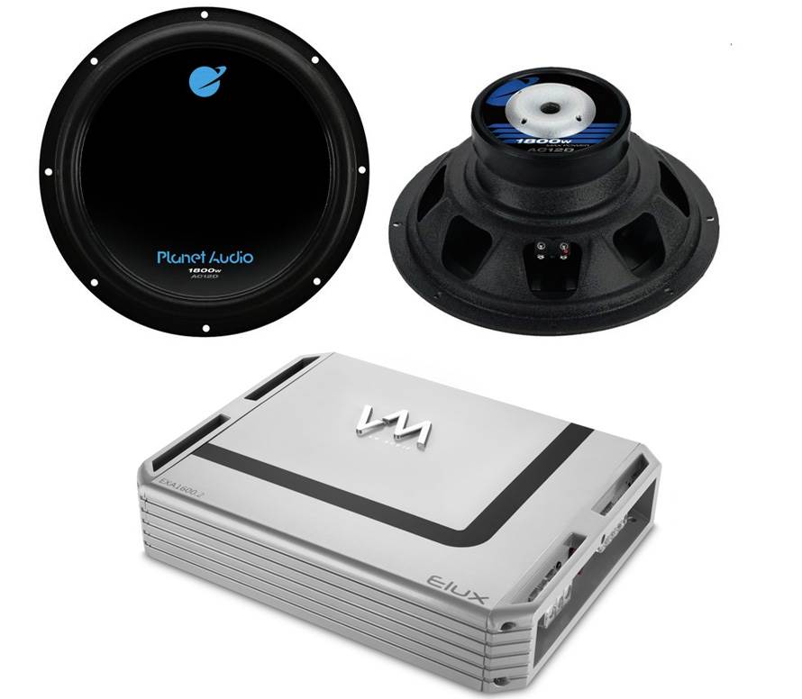 2 PLANET AUDIO AC12D 12" Car Subwoofer Subs + VM Audio 1600W 2 Channel Amplifier
