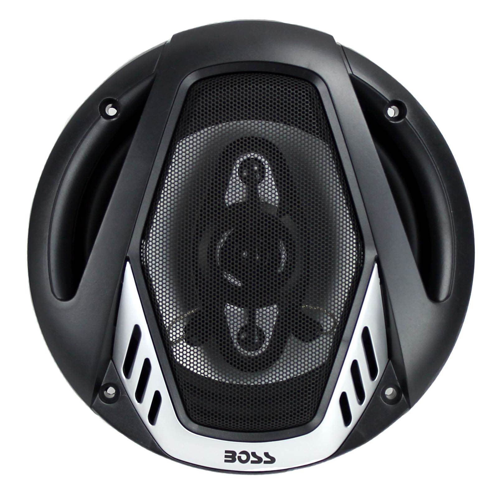 4) NEW BOSS NX654 6.5" 800W 4-Way Car Audio Coaxial Speakers + 4 Channel Amp