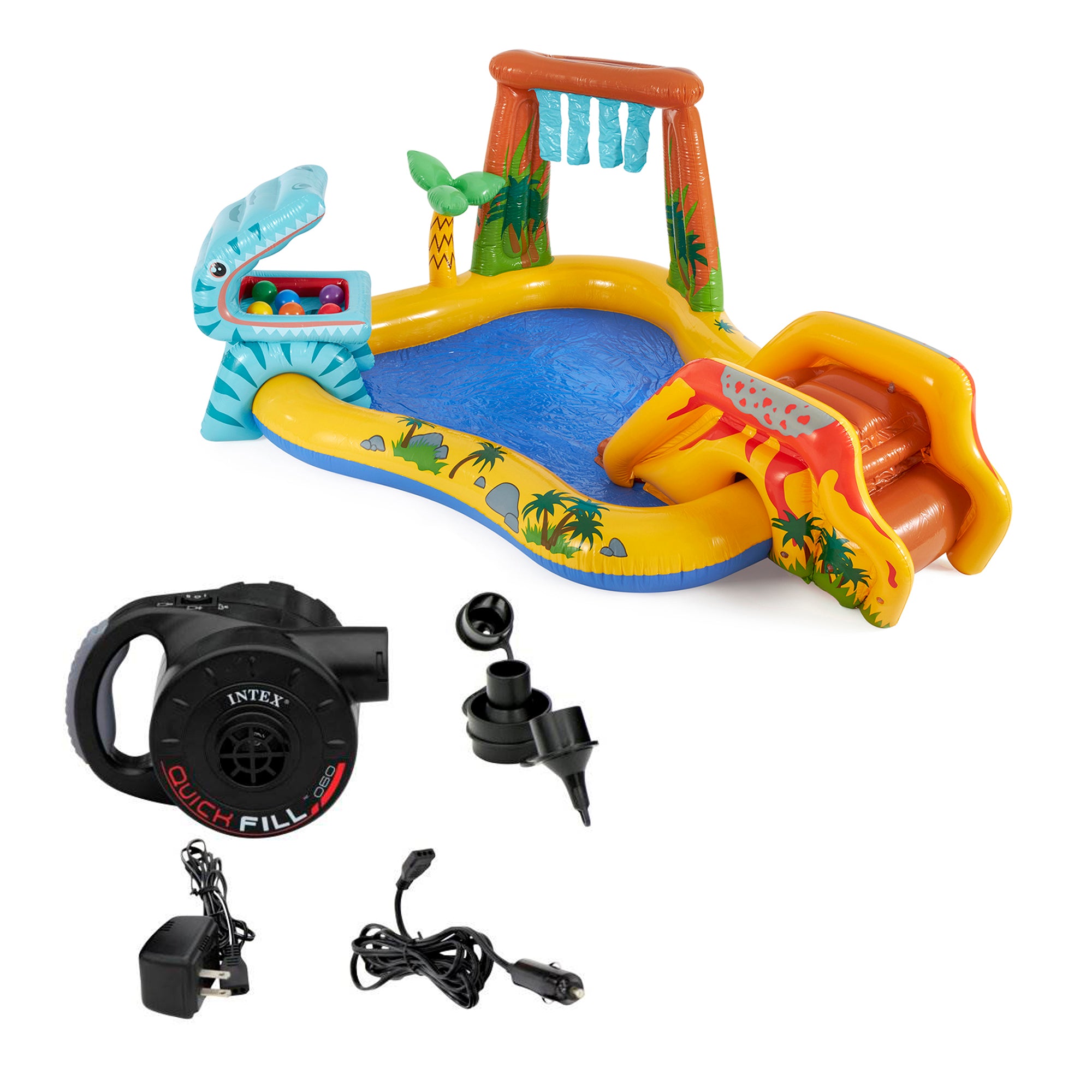 Intex Kids Inflatable 95 x 75 x 43 Inch Dinosaur Swimming Pool with Air Pump - VMInnovations