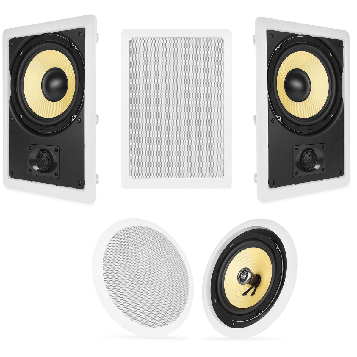 VM Audio Elux 8" 5.1 Surround Sound System - 3) In Wall + 2) Ceiling Speakers