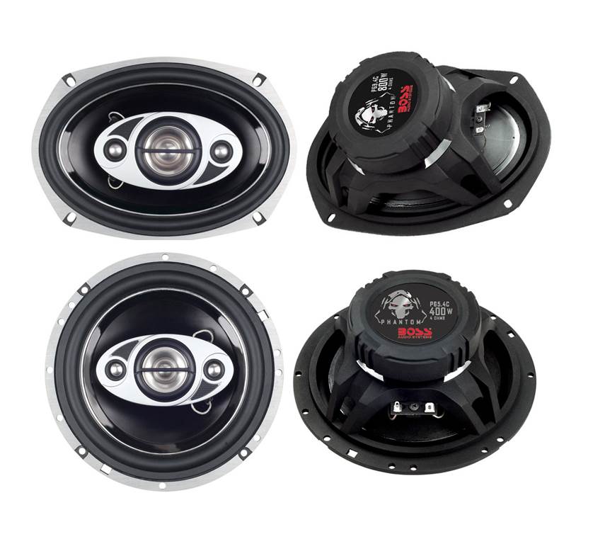 2) Boss P694C 6x9" 800W, 2) 6.5" 400W 4-Way Car Speakers & R1004 400W 4-Ch Amp