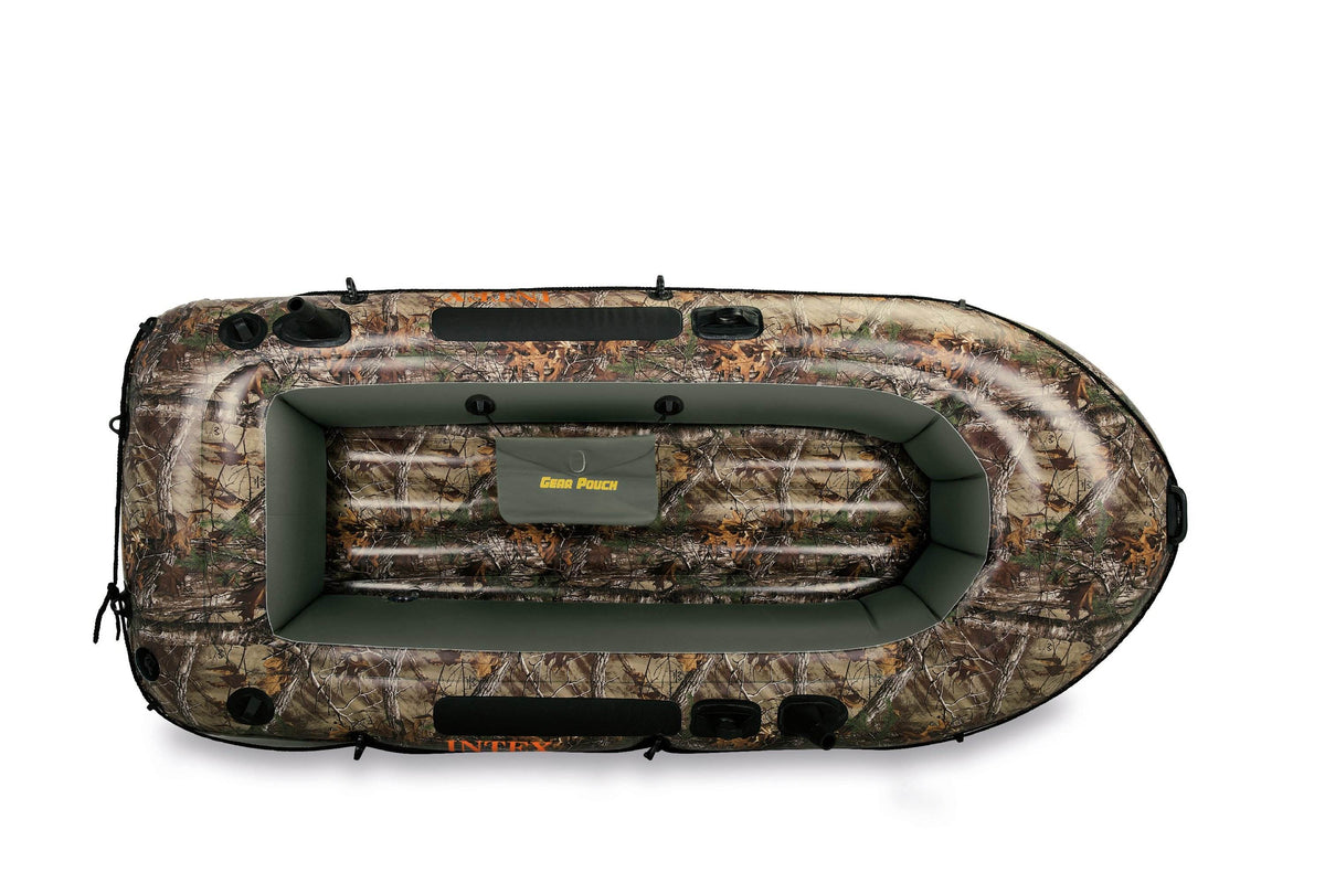 Intex Real Tree Camo Seahawk 2 Inflatable Boat Fishing Raft with Rod Holders