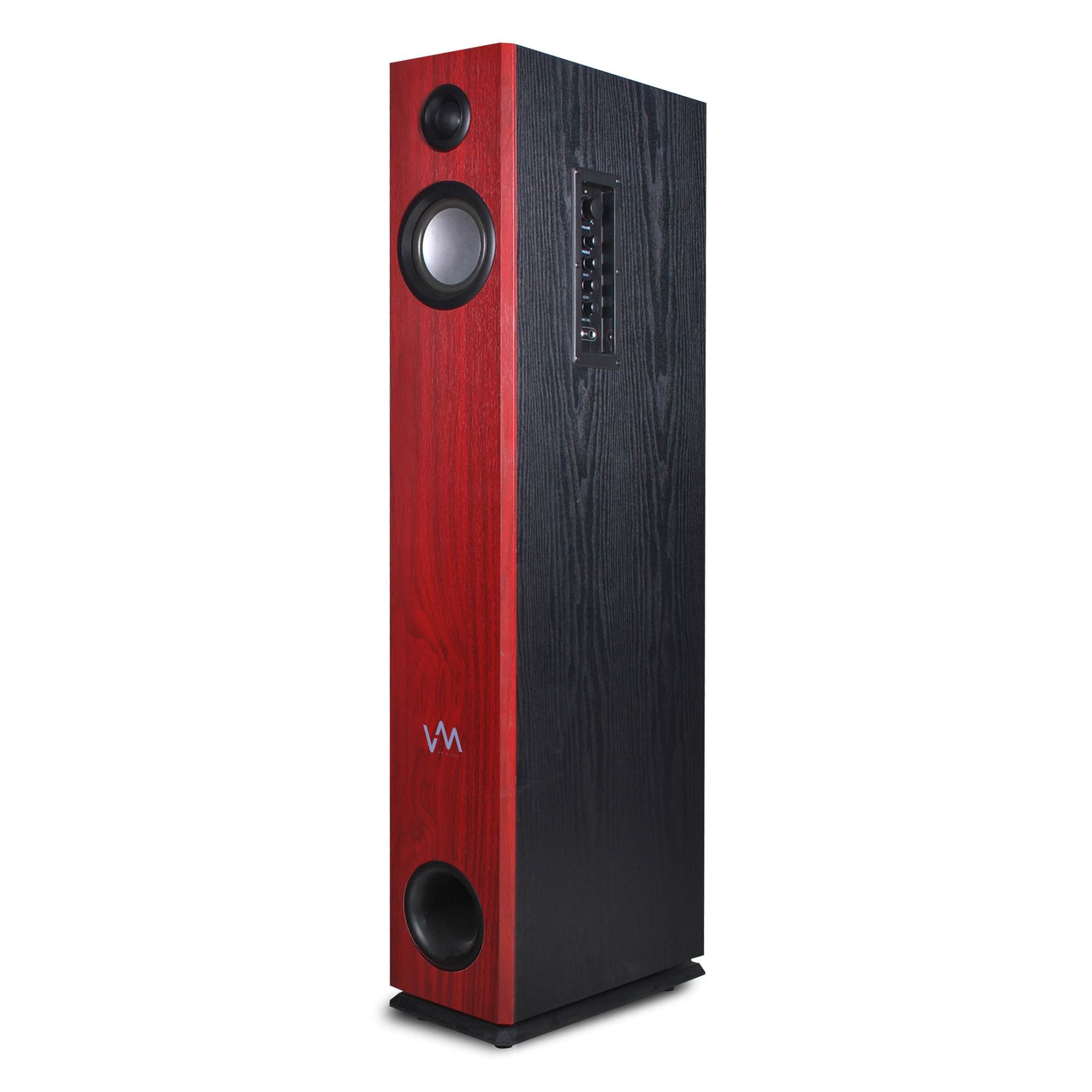 VM Audio EXAT10 Cherry/Black Powered Bluetooth Tower Speakers Pair (Open Box)