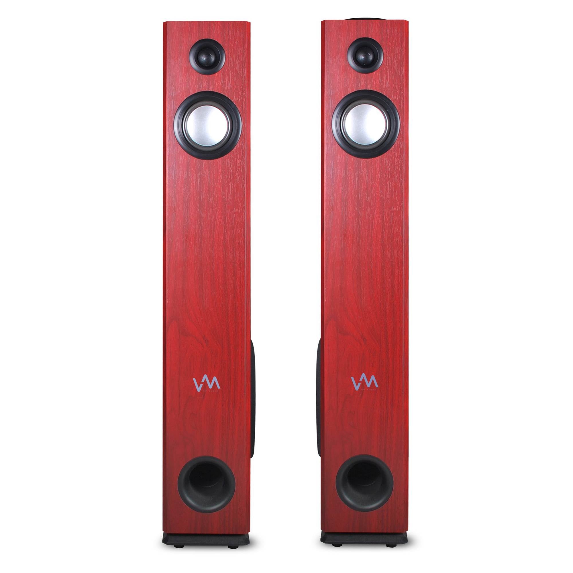 VM Audio EXAT10 Cherry/Black Powered Bluetooth Tower Speakers Pair (Open Box)