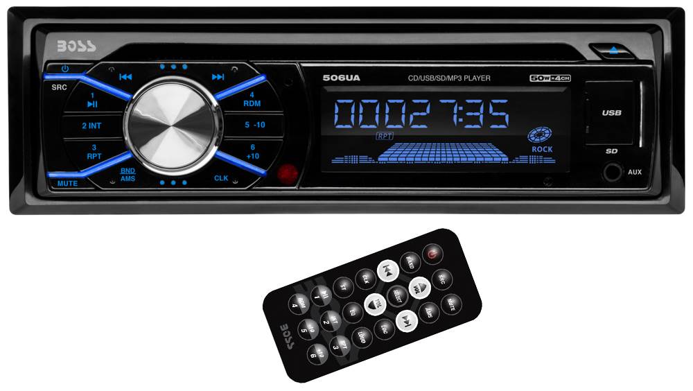 Boss 506UA In Dash CD/USB/SD MP3 Receiver + 2) CH6530 6.5" 300W 3-Way Speakers