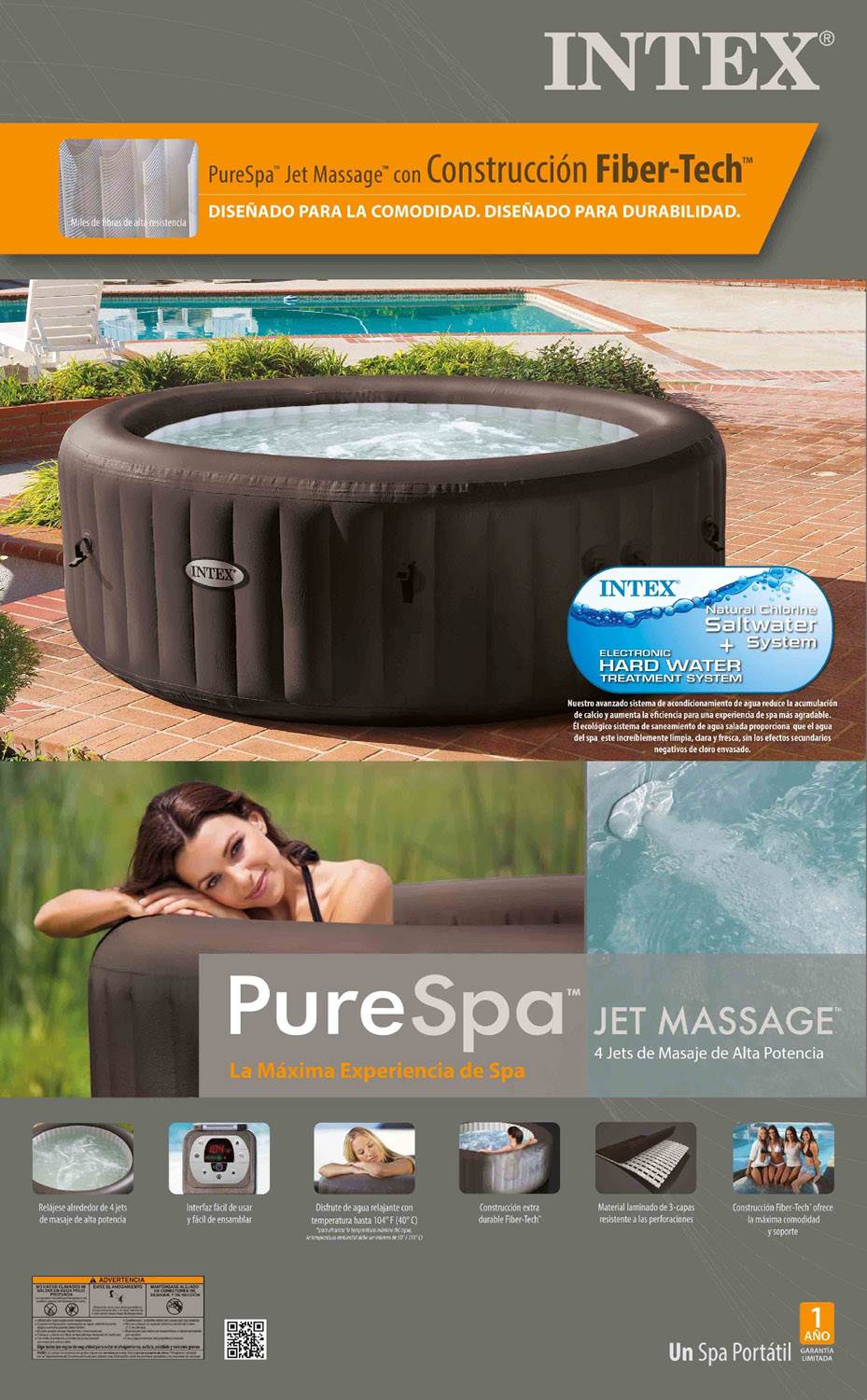 Intex Pure Spa 4-Person Inflatable Heated Jet Massage Hot Tub 28423E - Open Box
