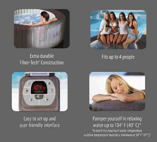 Intex Pure Spa 4-Person Inflatable Heated Jet Massage Hot Tub 28423E - Open Box