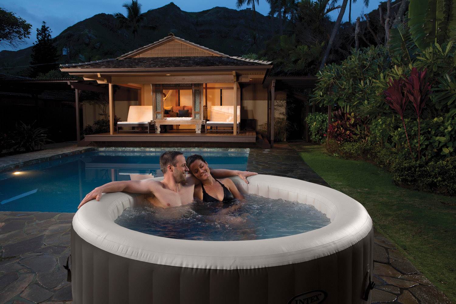 Intex Pure Spa 4-Person Portable Jet Deluxe Massage Hot Tub | 28443E - Open Box