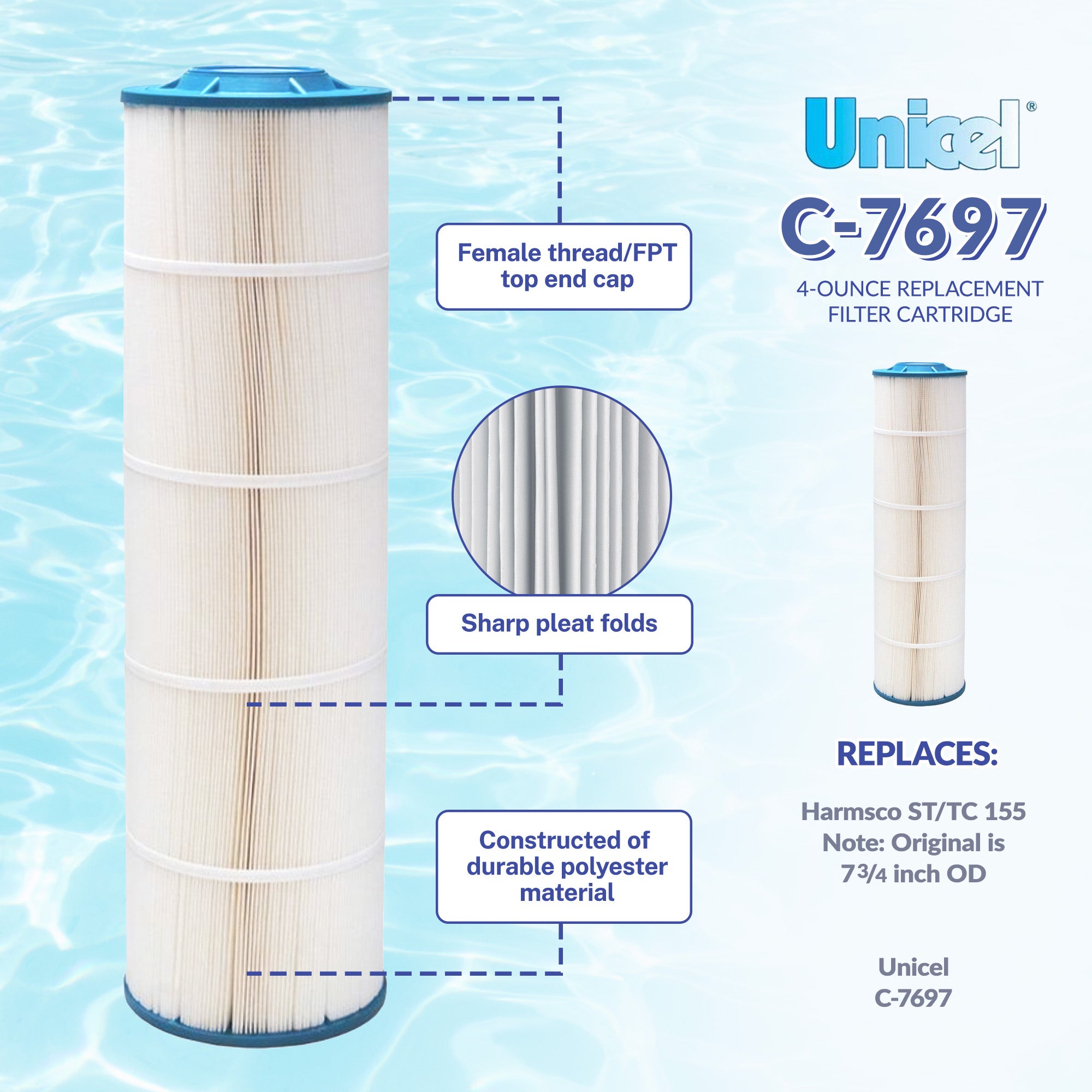 Unicel Spa Pool Replacement Cartridge Filter Harmsco SC/TC 155 FC-6115(Open Box) - VMInnovations