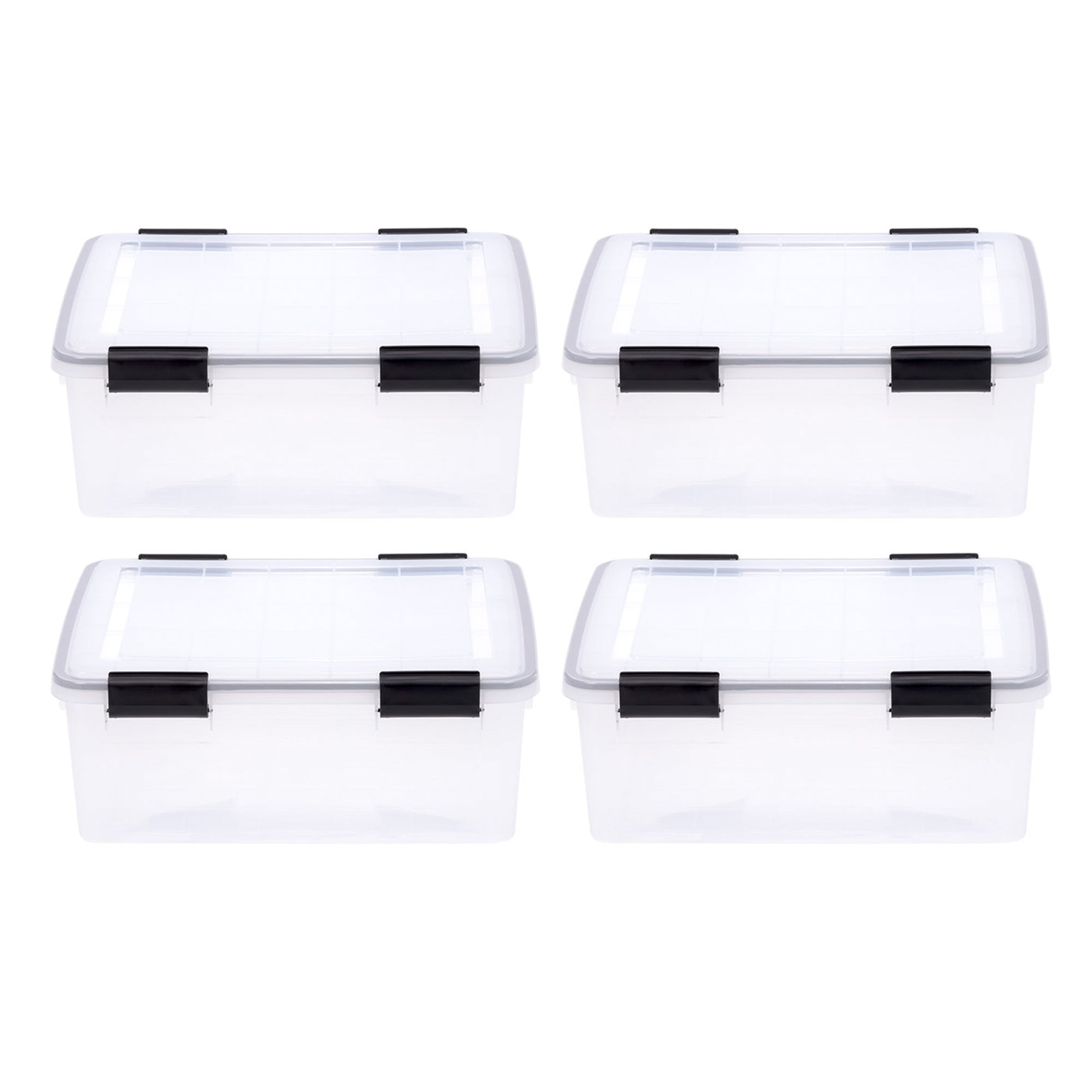 IRIS USA 28 Qt Plastic Gasket Box Storage Container with Latching Buckle, 4 Pack (Refurbished)
