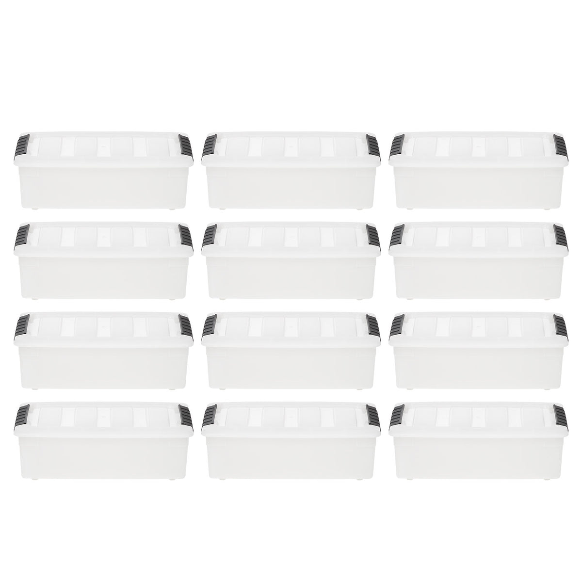IRIS USA 5.7 Quart Stack and Pull Nesting Latching Storage Container, Set of 12