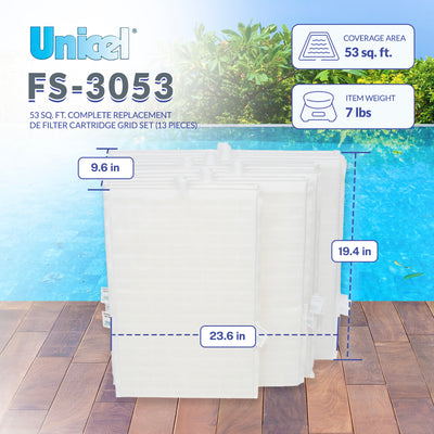 Unicel FS-3053 Complete Replacement DE Filter Grid Set Sta-Rite System 3 S8D110