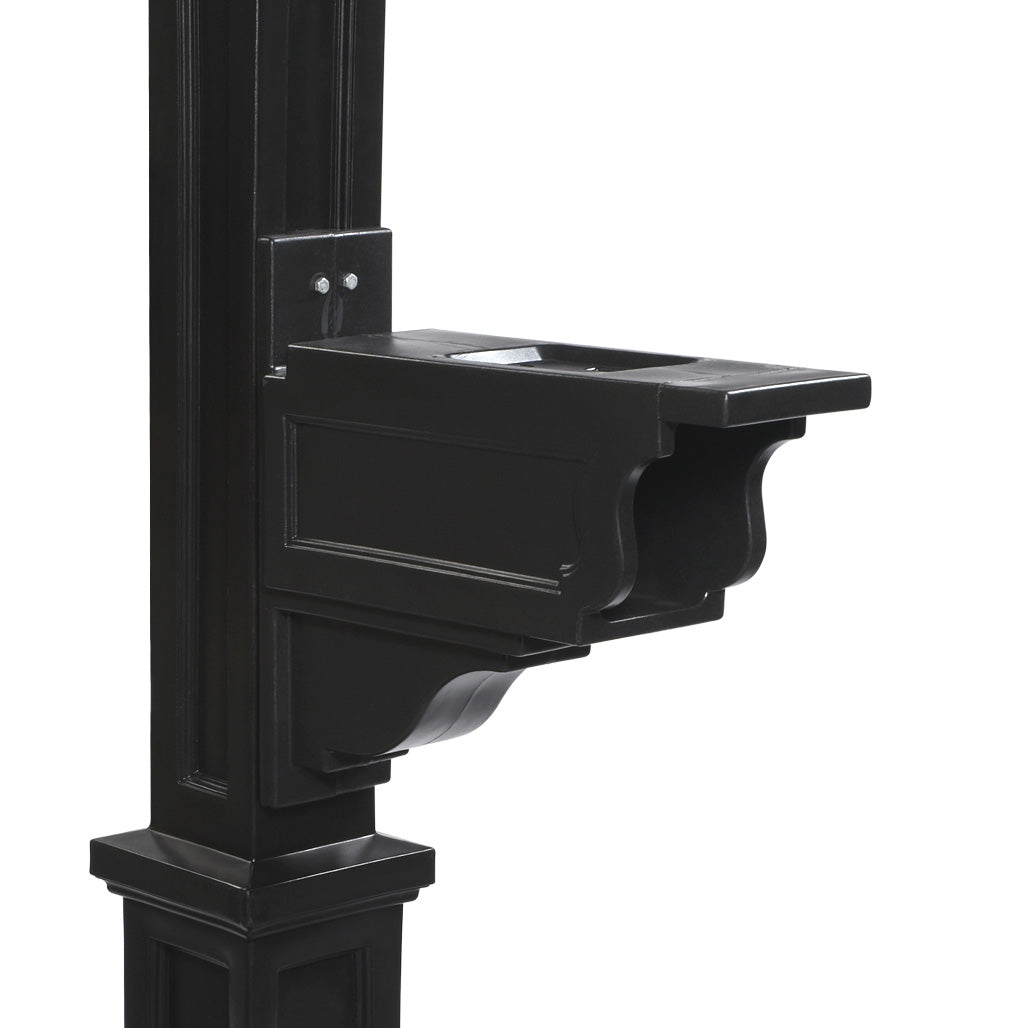 Mayne Outdoor 5810 Dover Plastic Mailbox Post Pole Mount w/ Paper Holder, Black