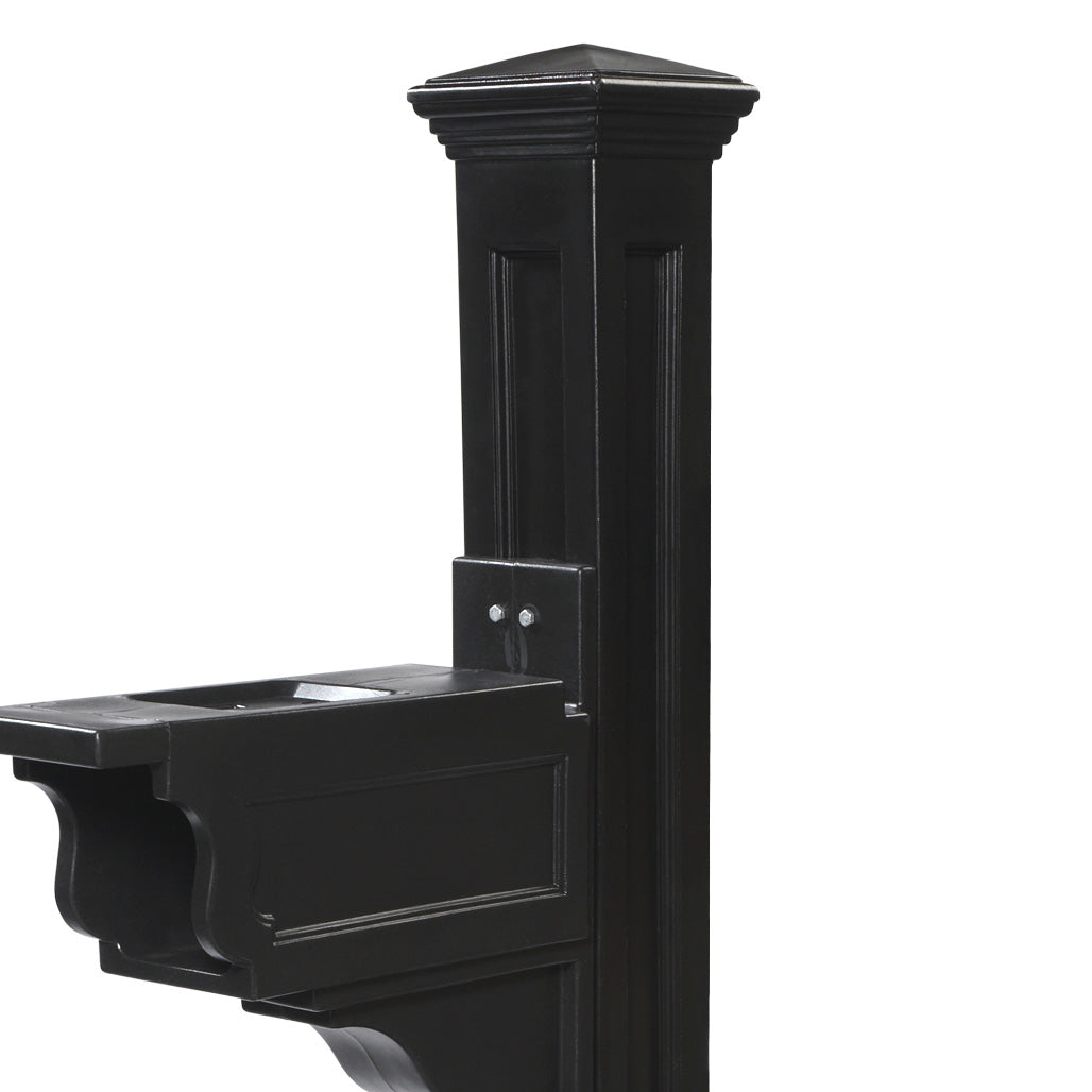 Mayne Outdoor 5810 Dover Plastic Mailbox Post Pole Mount w/ Paper Holder, Black