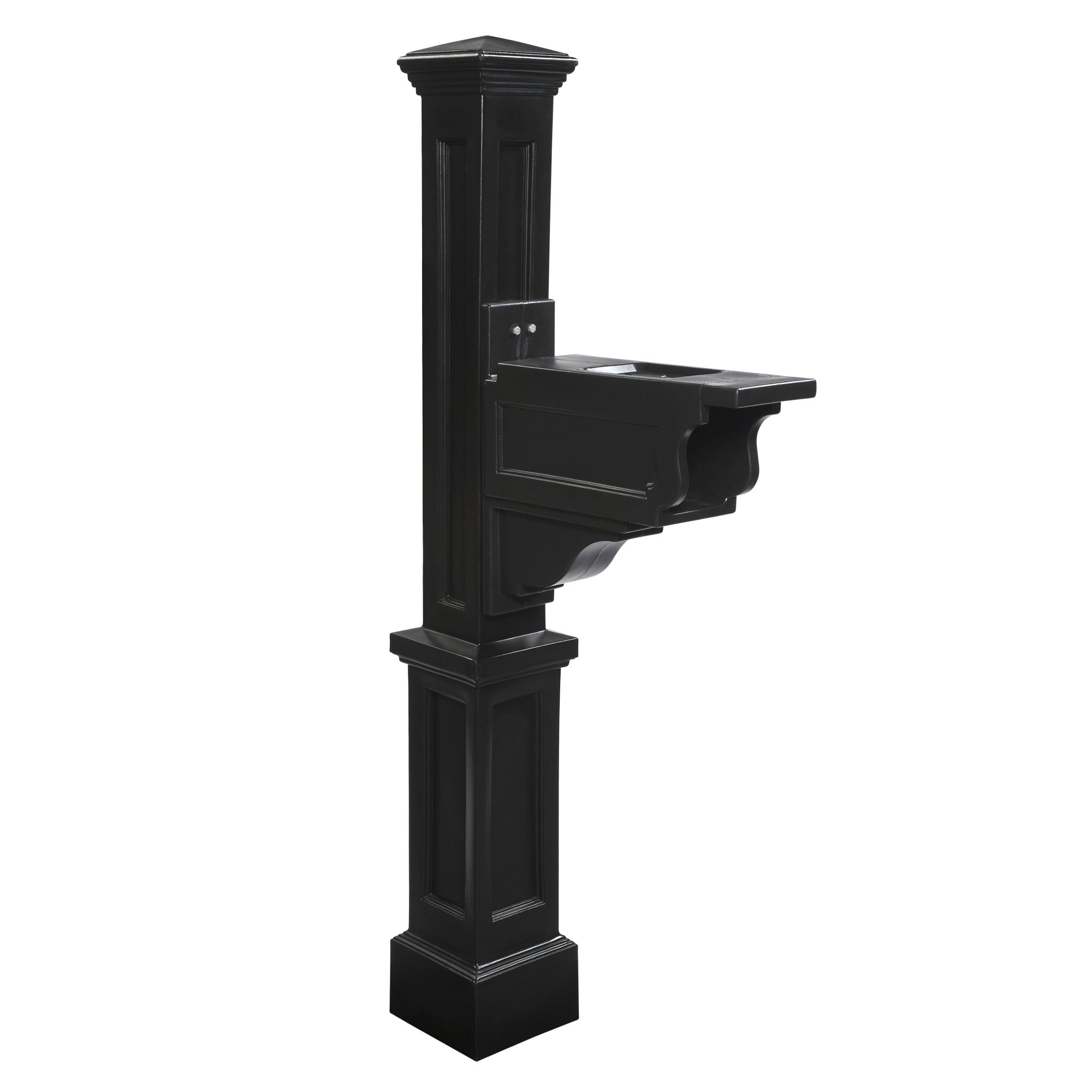 Mayne Outdoor 5810 Dover Plastic Mailbox Post Pole Mount w/ Paper Holder, Black