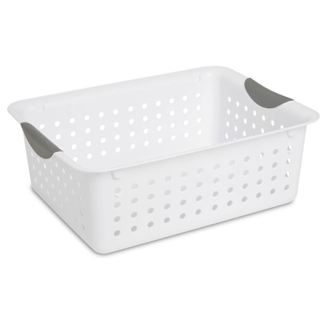 Sterilite Medium Ultra Plastic Storage Organizer Basket with Handles, (12 Pack) - VMInnovations