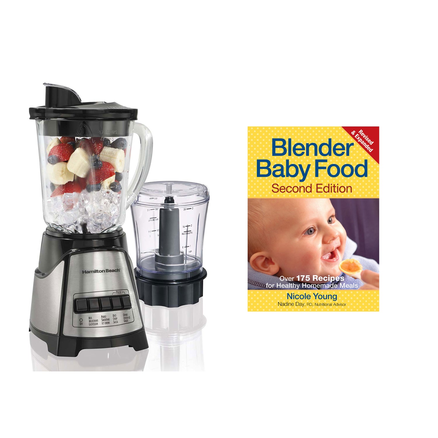 Hamilton Beach 2-In-1 Crusher Blender Chopper with Blender Baby Foods Cookbook