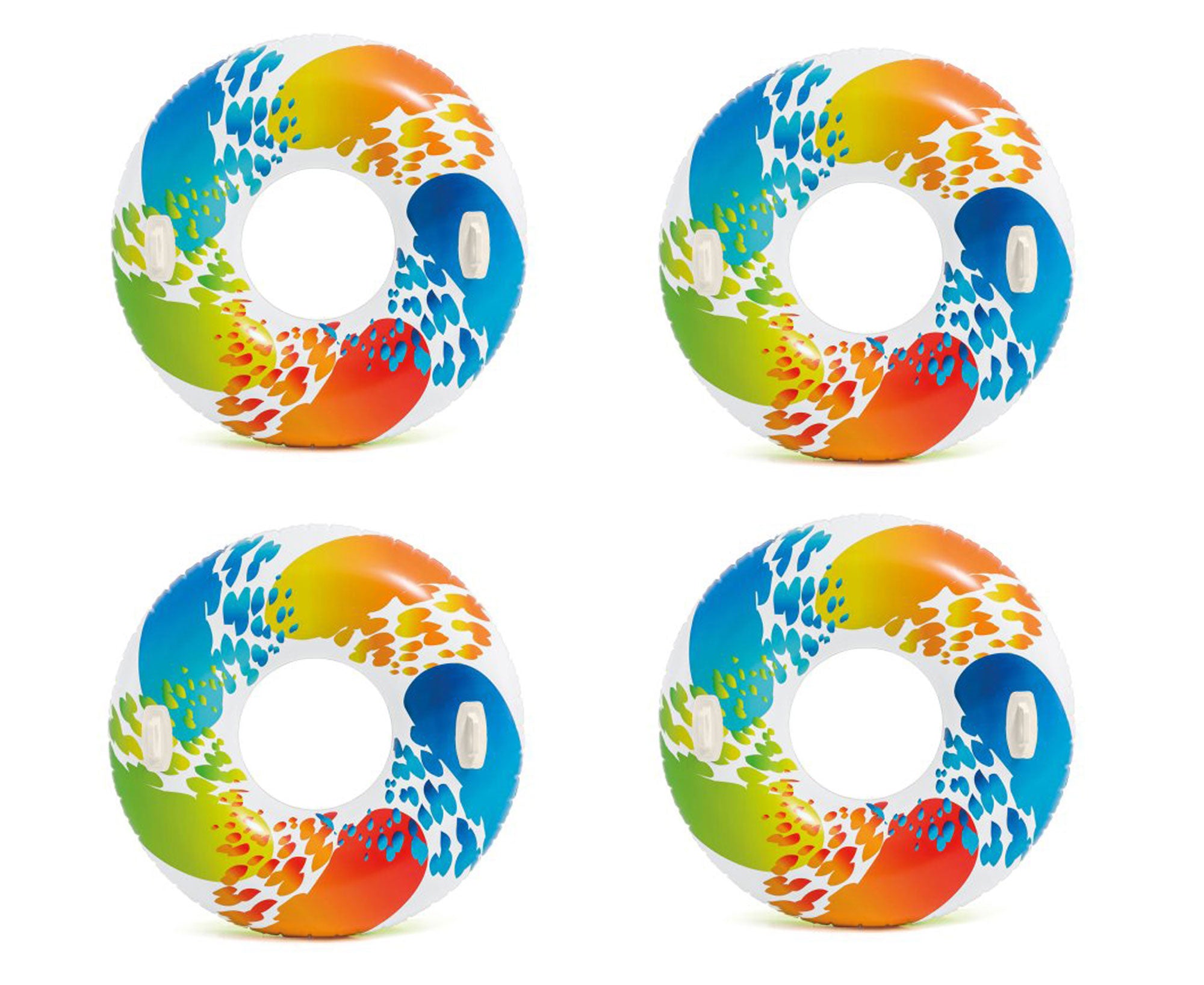 Intex Inflatable 47" Color Whirl Tube Swimming Pool Raft with Handles (4 Pack) - VMInnovations