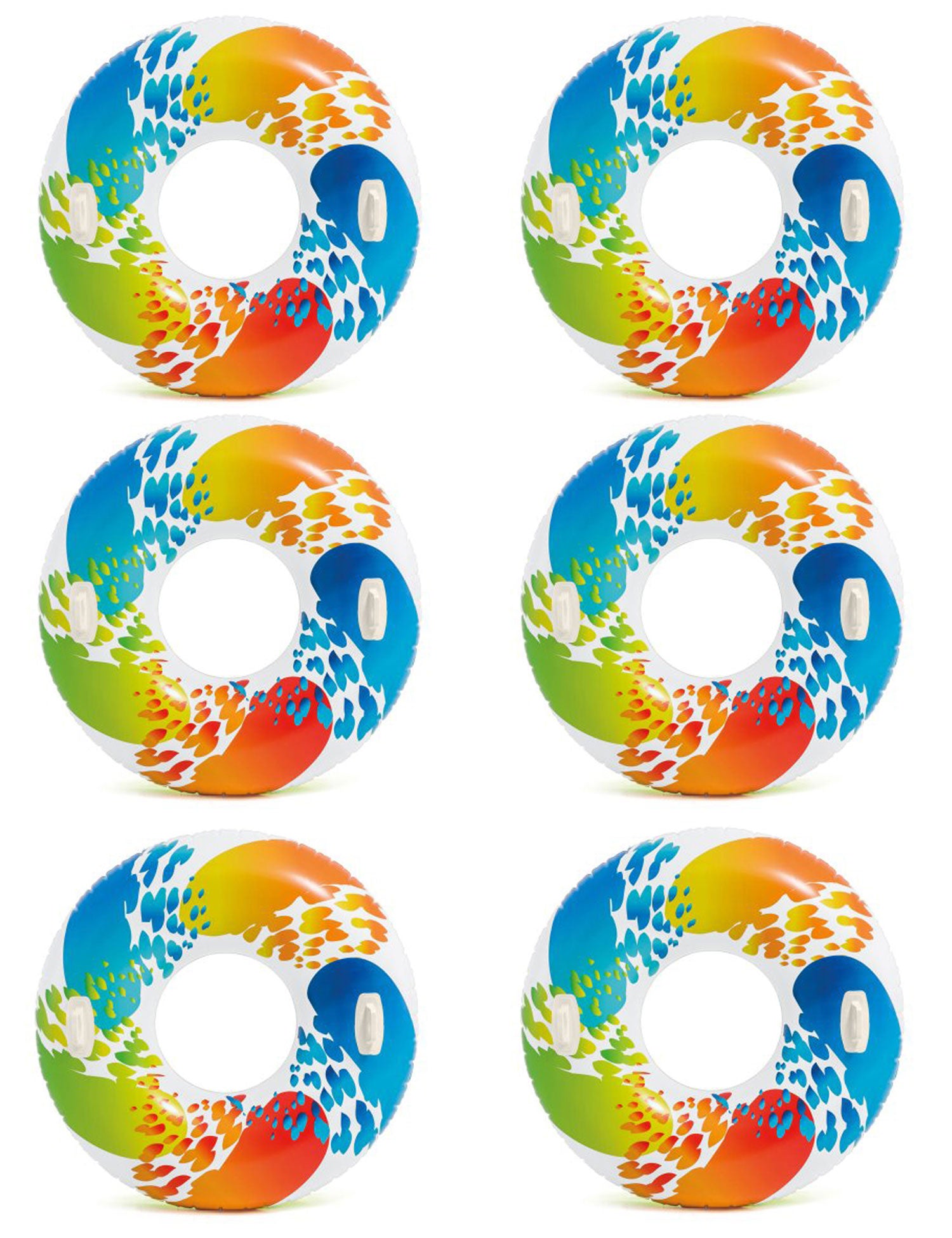 Intex Inflatable 47" Color Whirl Tube Swimming Pool Raft with Handles, (6 Pack) - VMInnovations