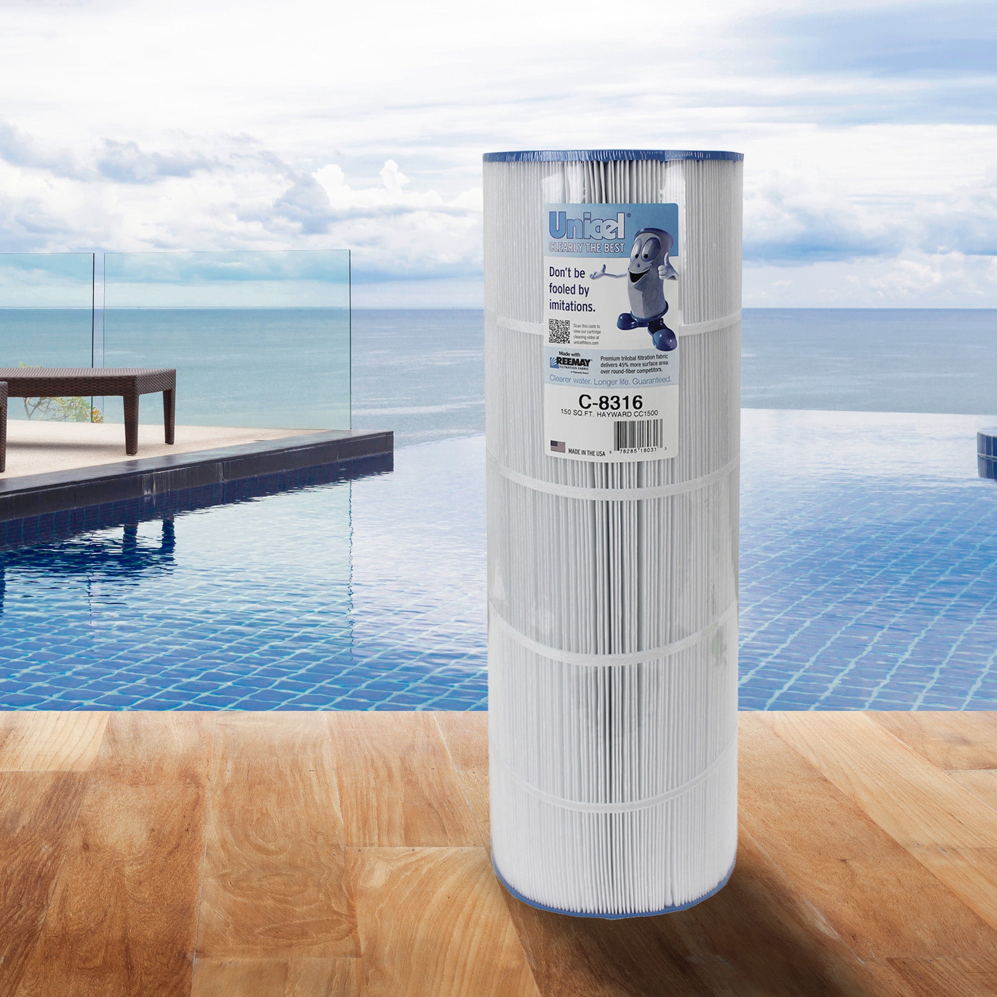 Unicel C-8316 Replacement 150 Sq Ft Swimming Pool Filter Cartridge, 215 Pleats - VMInnovations