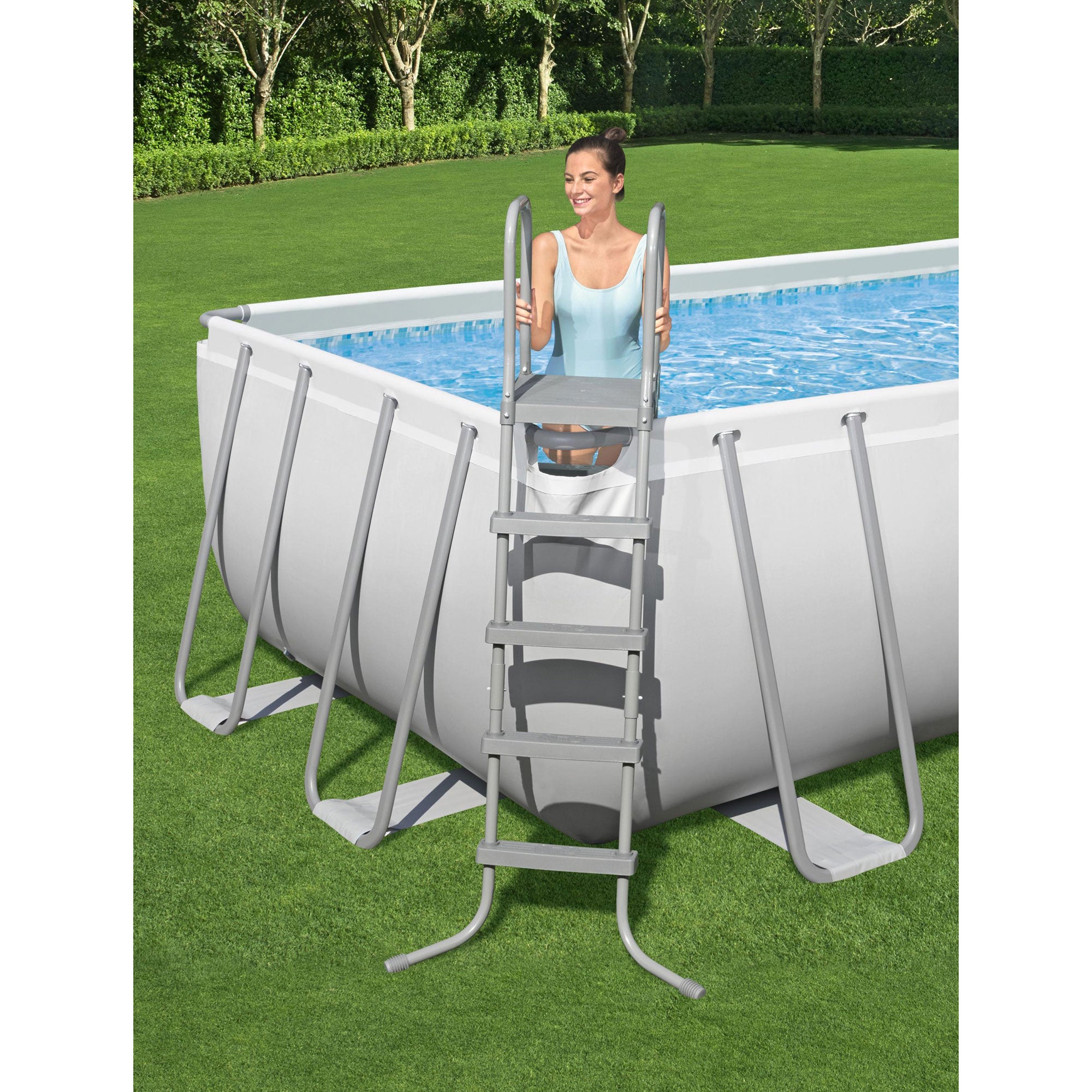 Bestway 5611YE 21ft x 9ft x 52In Steel Frame Above Ground Swimming Pool Set - VMInnovations