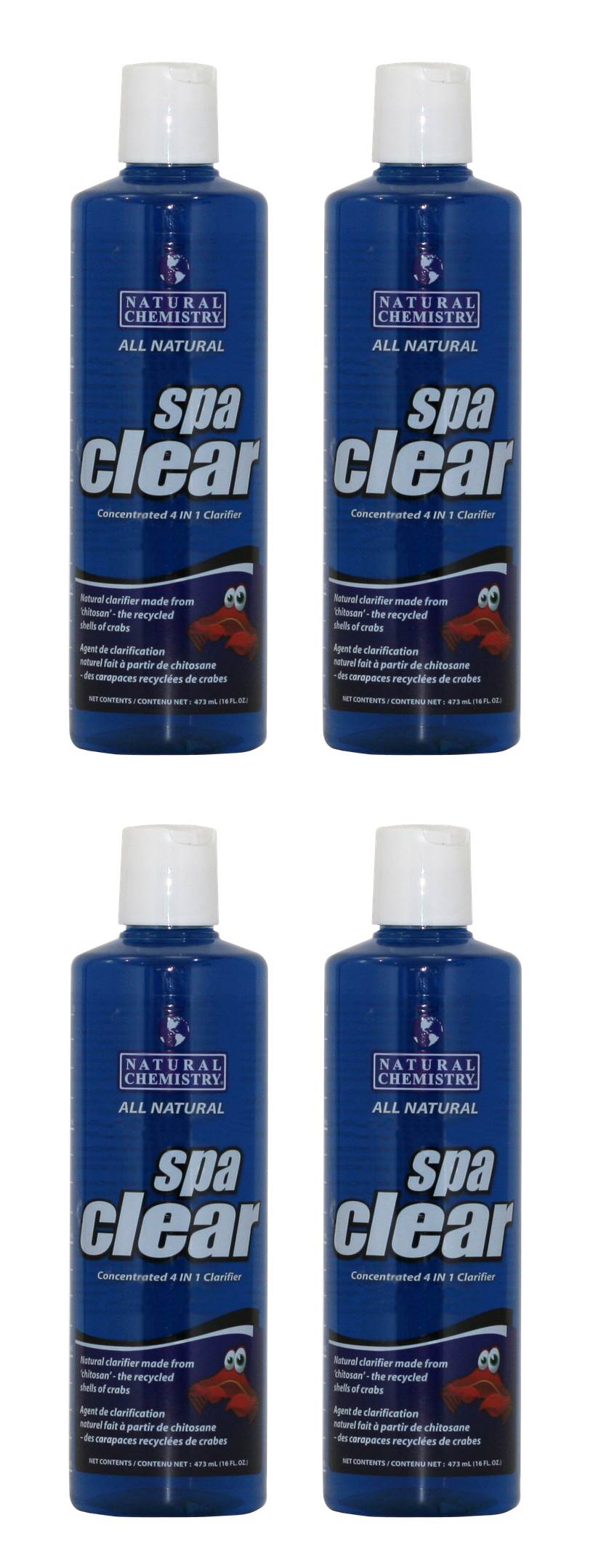 4) Natural Chemistry 04013 Spa Clear Chitosin Based Water Clarifier - 16 oz Each