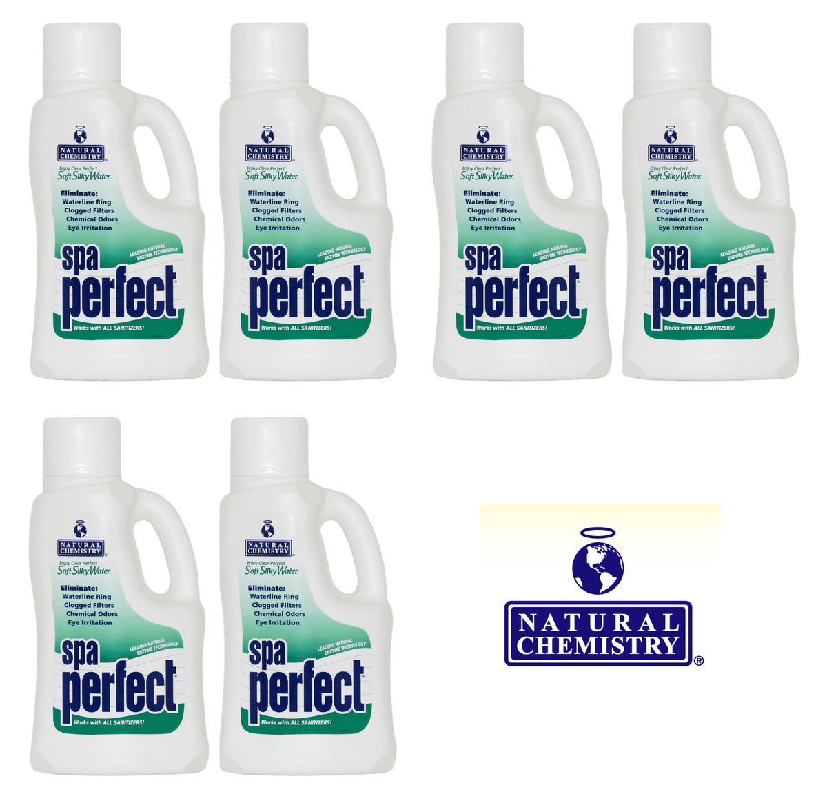 6) Natural Chemistry 04034 Hot Tub Spa Perfect Water Maintenance Clean - 2L Each