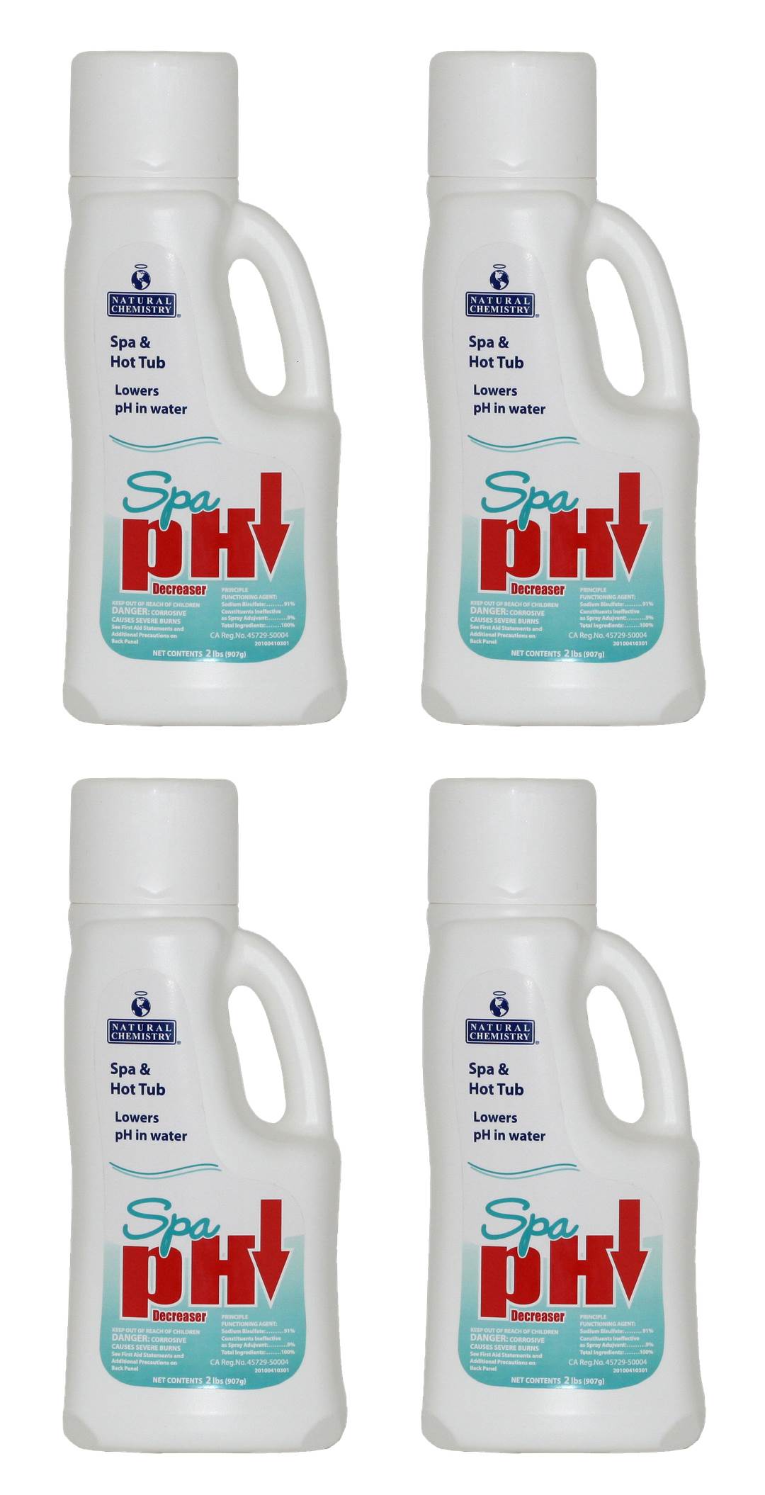 4) Natural Chemistry 04103 Hot Tub Spa Chemical pH Down Decreaser - 2 lb Each