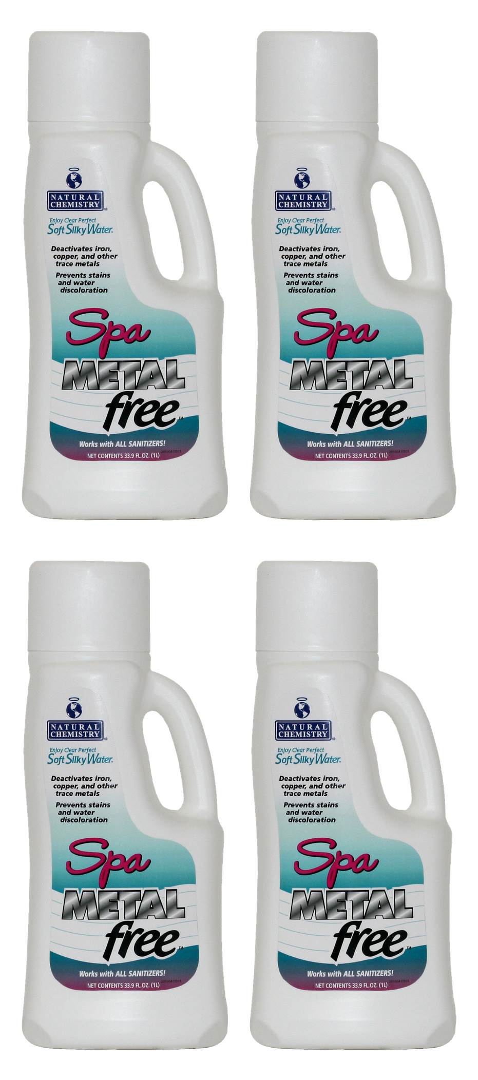 Natural Chemistry 04133 Water Chemical Hot Tub Spa Metal Free - 1 Liter (4 Pack)