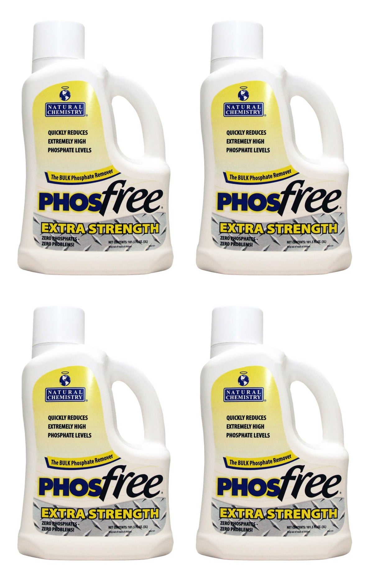 4) Natural Chemistry 05236 Spa Swimming Pool PHOSfree Extra Strength - 3L Each