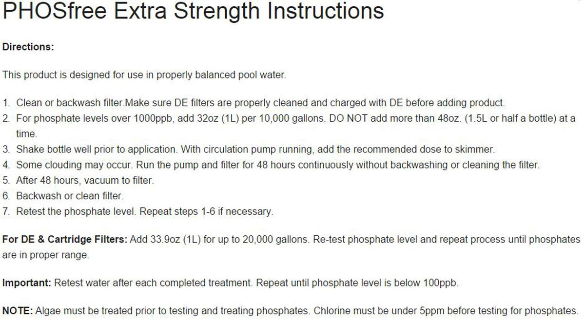 4) Natural Chemistry 05236 Spa Swimming Pool PHOSfree Extra Strength - 3L Each