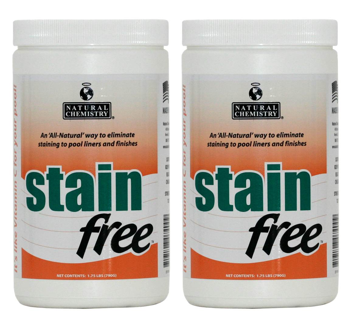 2) Natural Chemistry 07400 Swimming Pool Spa STAINfree Remover - 1.75 lbs Each