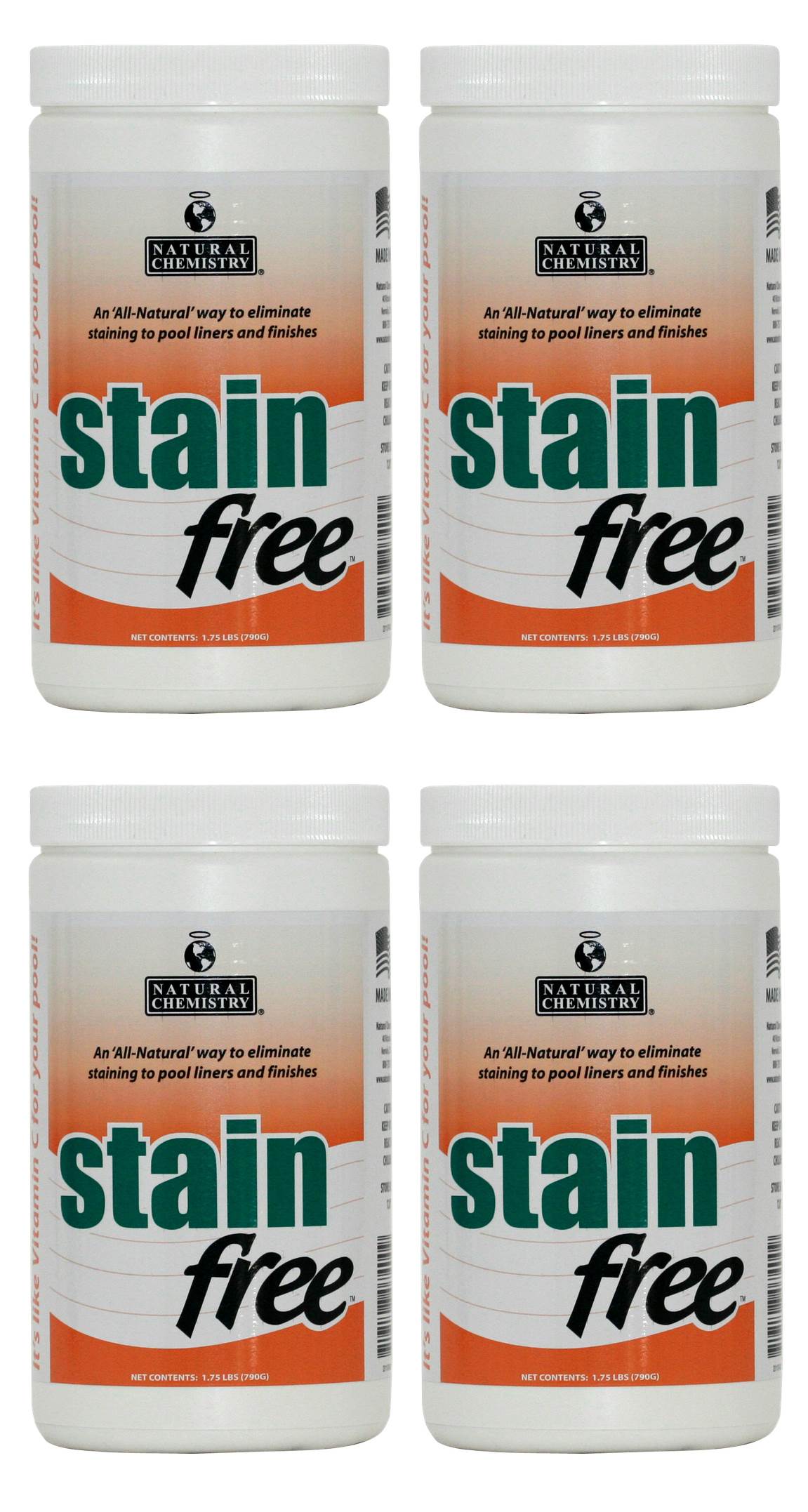 4) Natural Chemistry 07400 Swimming Pool Spa STAINfree Remover - 1.75 lbs Each